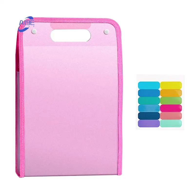 

A19E-4Pcs A4 File Folders, Vertical A4 File Organizer With Handle With Portable 13 Pockets For Student, Business Durable