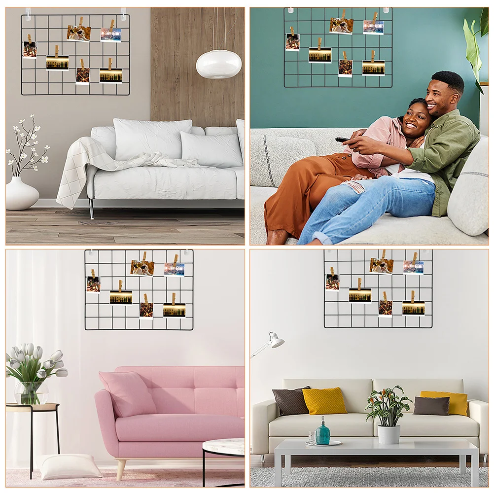 Hat Display Grid Photo Shelf Stand Clothes Hanging Closet Organizer Mesh Pendant Storage Frame