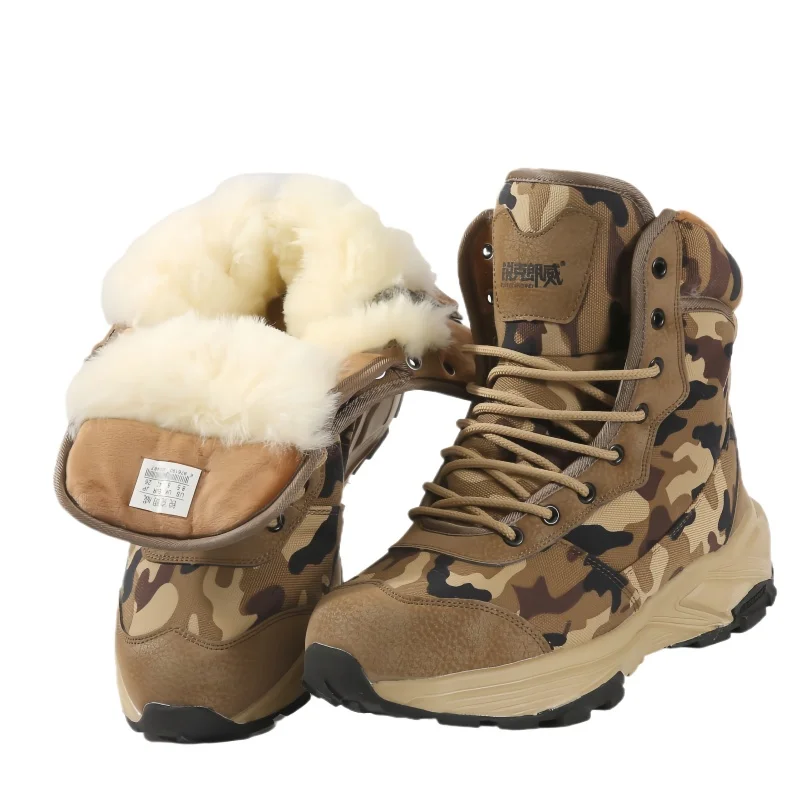 

Зимние мужские зимние ботинки, противоскользящая водонепроницаемая уличная хлопковая обувь, мужские плюшевые меховые ботильоны на толстой подошве, очень теплые высокие ботильоны