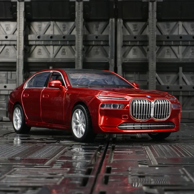 1:32 Simulation BMW I7 alloy car model ornament, door can be opened has simulated sound and lighting functions, rich details
