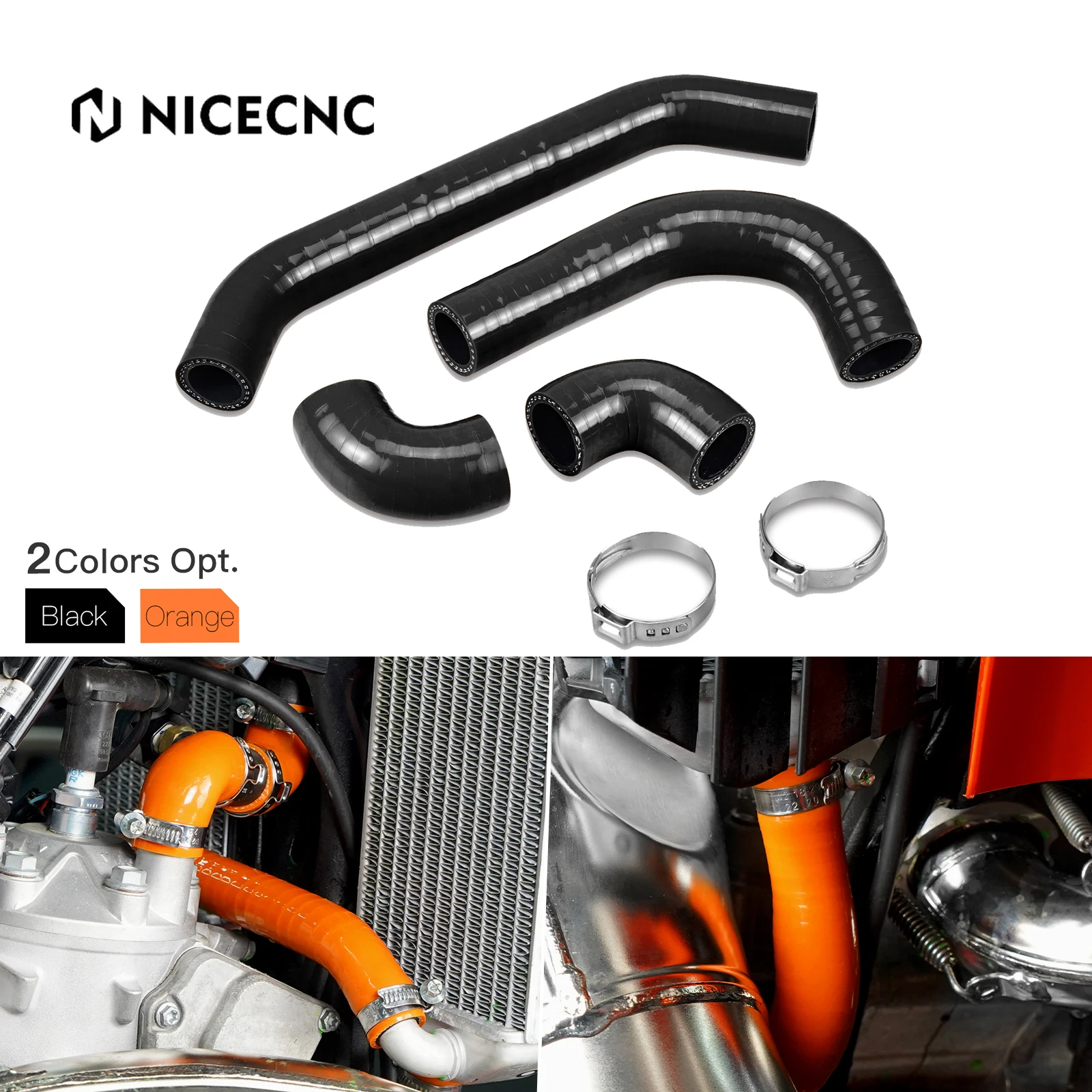 

NICECNC For GasGas 2024 EC 300 EC 250 MC250 EX 300 EX 250 Silicone Radiator Coolant Hose Clamps Kit For KTM EXC 300 EXC 250 XCW