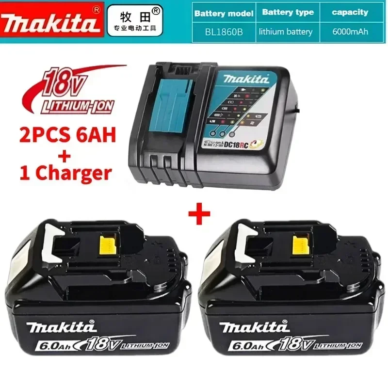 

Makita 18V 6.0Ah Rechargeable Battery for Makita Power Tools with LED Li-ion Replacement LXT BL1860 BL1850