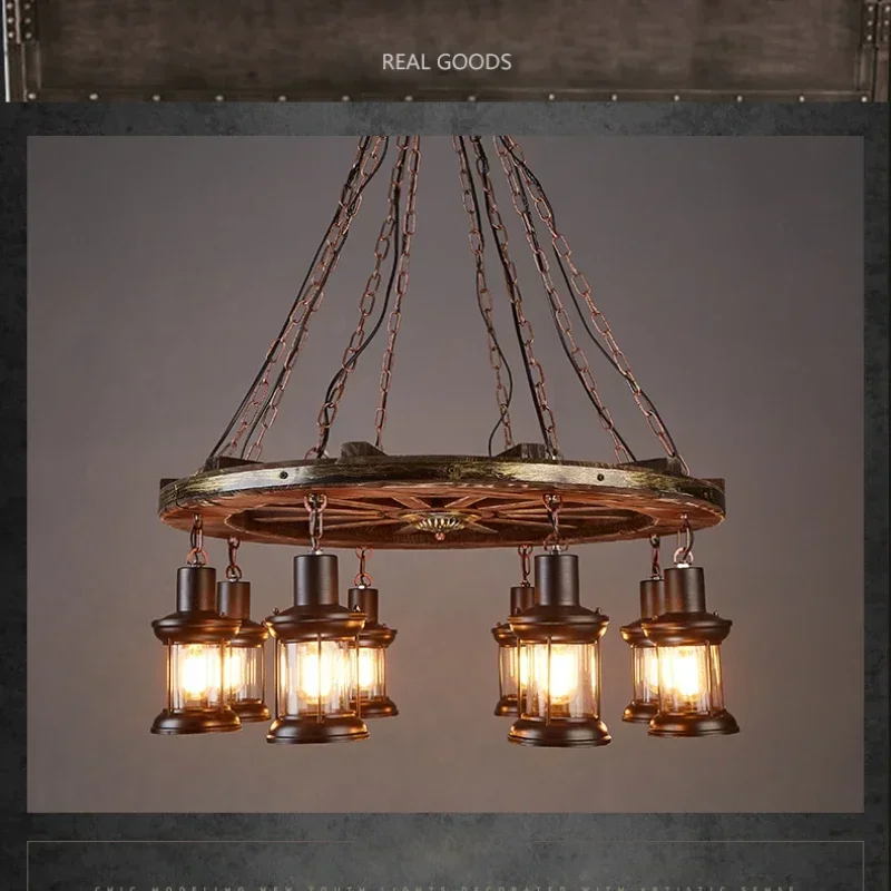 2026 Classical Industrial Iron LED Wheel Pendant Lights Metallic Lustre Hanging Lamps Bar Decoration Suspend Lamps Cafe Pendend