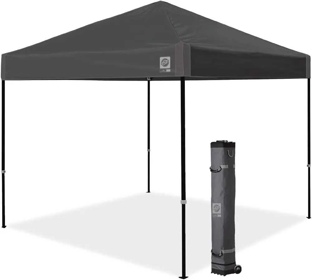 

Ambassador Instant Pop Up Canopy Tent, 10' x 10', Roller Bag and 4 Piece Spike Set, Steel Gray