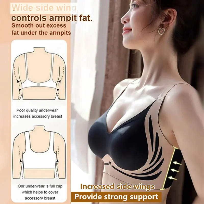 Women\'s Bra Breasts Lifting Anti Sagging Wireless Push Up Bra Seamless Adjustable Lingerie Brassiere