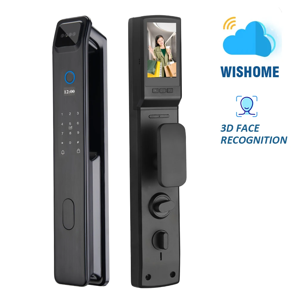 Factory Price  3D Face Recognition Digital Smart Door Lock With Camera  Full Automatic Wifi Fingerprint Keyless Door Lock