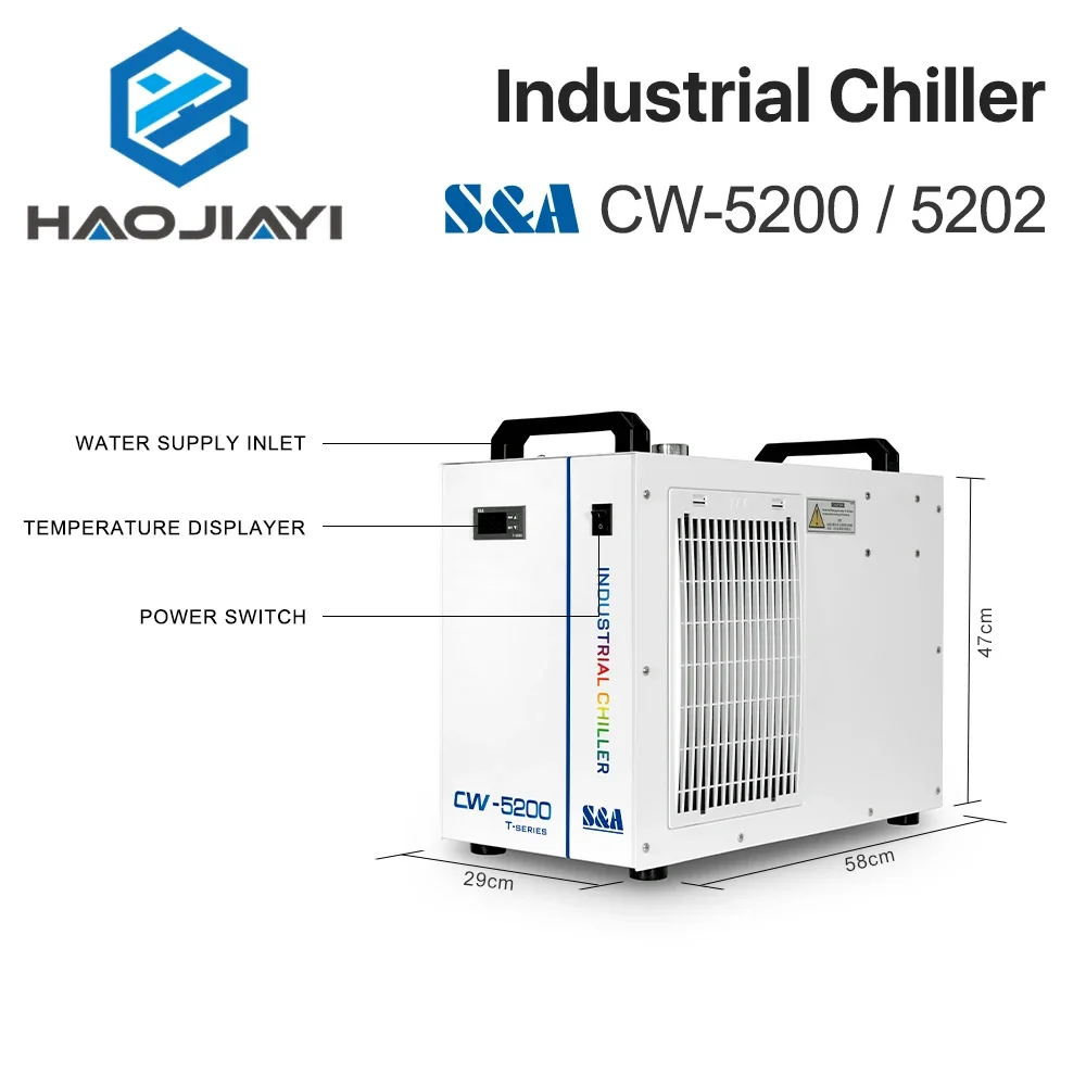 S& A CW5200 CW5202 Industry Air Water Chiller  for CO2 Laser Engraving Cutting Machine Cooling 150W Laser Tube