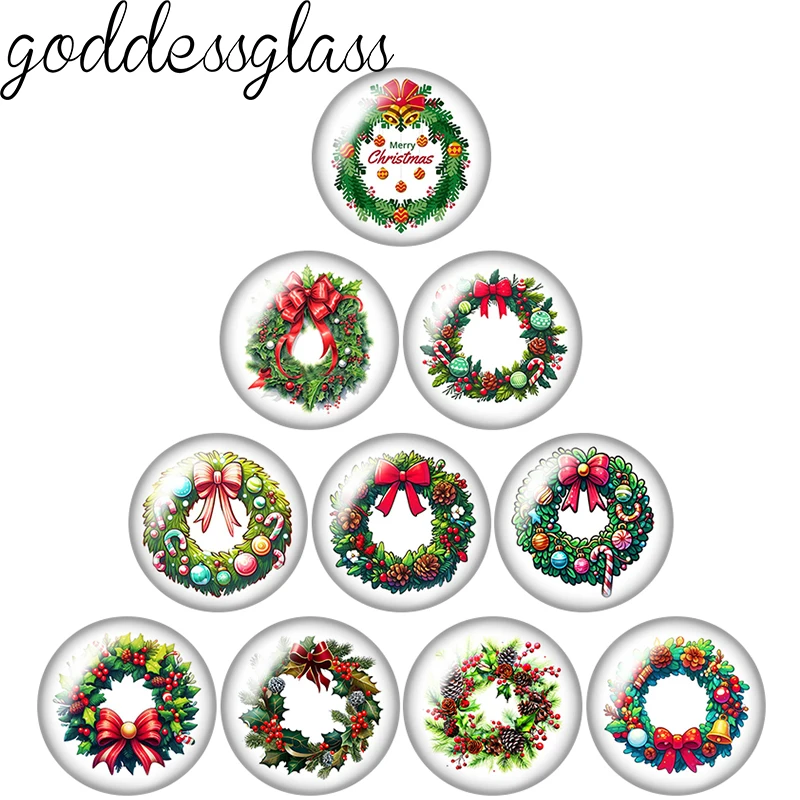 New Christmas Garland 10pcs 12mm/18mm/20mm/25mm Round photo glass cabochon demo flat back Making findings