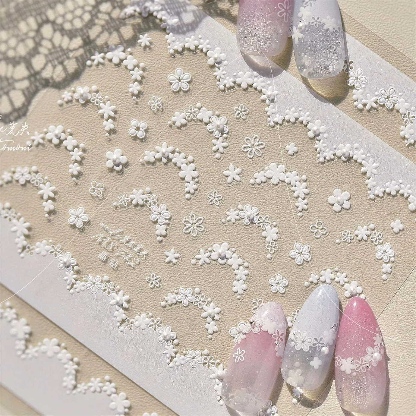 Mini White Red Flower Rhinestone Pearl Gold Bead Daisy Rose Camellia Jasmine Lily Peony Spring Nail Art Stickers Manicure Decals