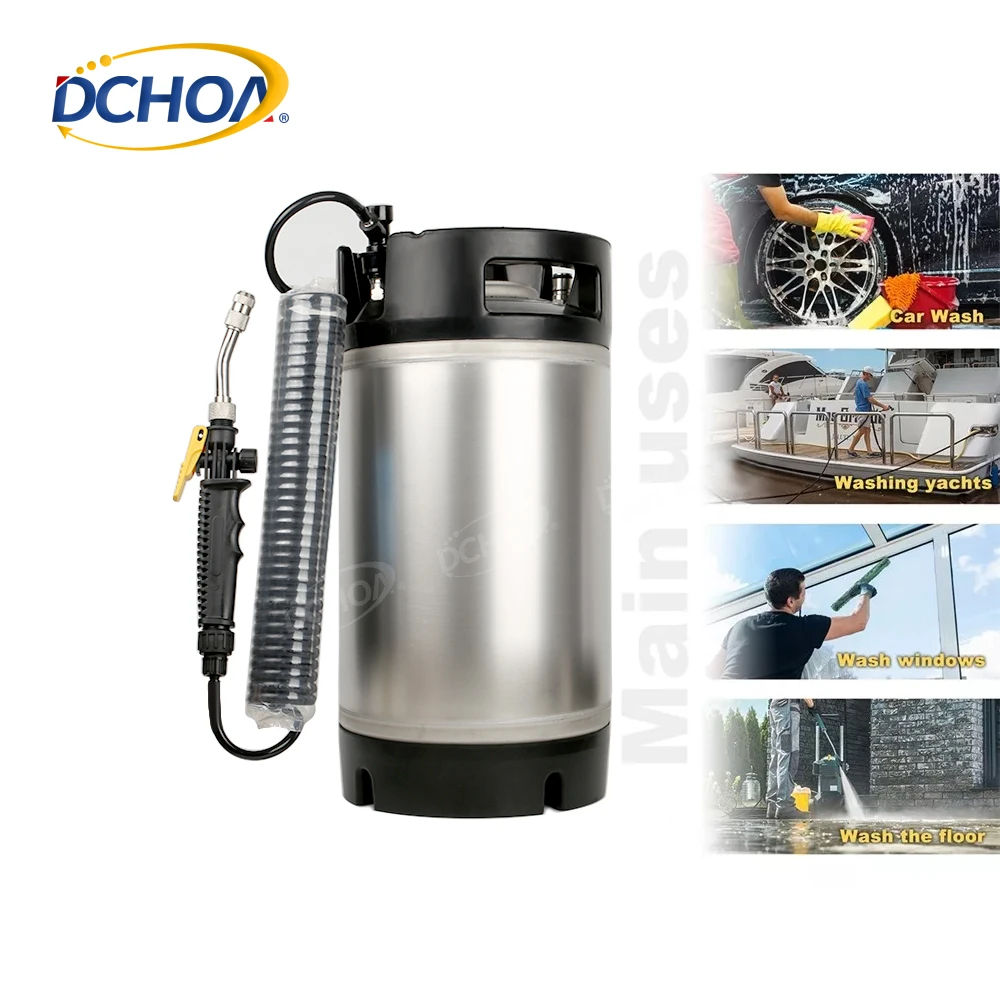 DCHOA 9.5L High Pressure Water Tank Sprayer Window Tint Keg Portable Stainless Steel Tank for PPF TPU Vinyl Film Installation