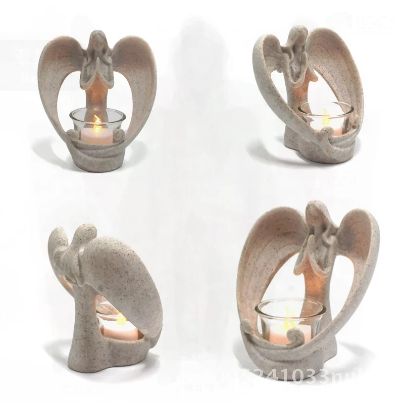

Imitation Stone Angel Candlestick Resin Craft Modern Art Church Jewelry Simple High-End Decorative Item for Home