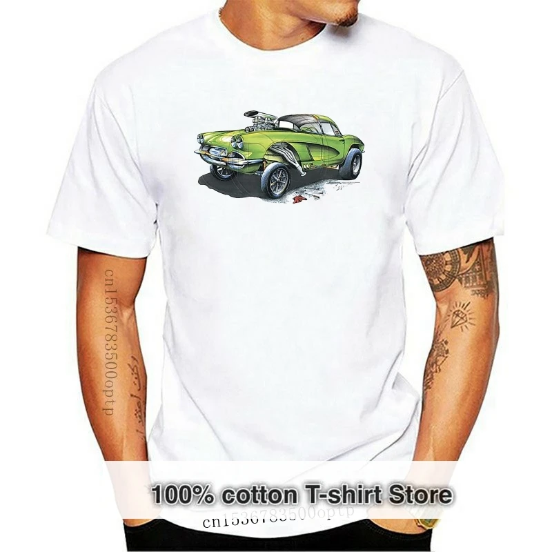 2024 Hot Sale 100% Cotton  Mens T-Shirt Corvette Gasser Hot Rat Rod Dragster Muscle Car POS-324 Tee Shirt