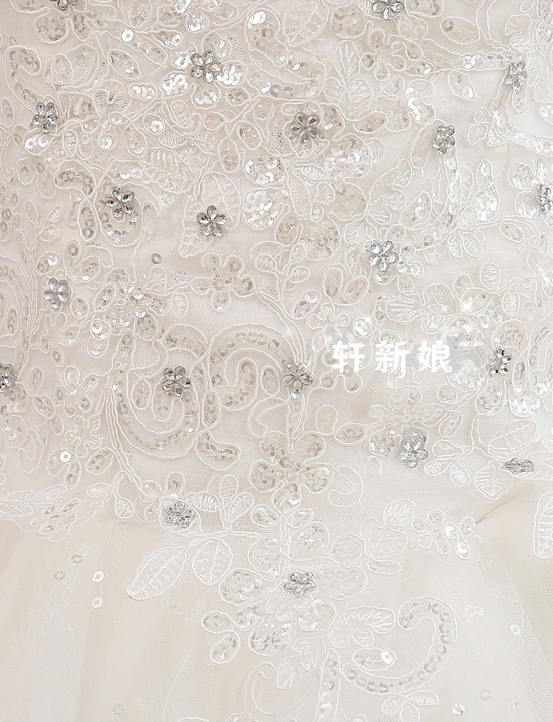 XXN-4321 # فستان الزفاف الدانتيل المطرز على صافي الدانتيل يصل الماس حمالة الكرة ثوب مخصص زائد حجم حزب الجملة رخيصة #1