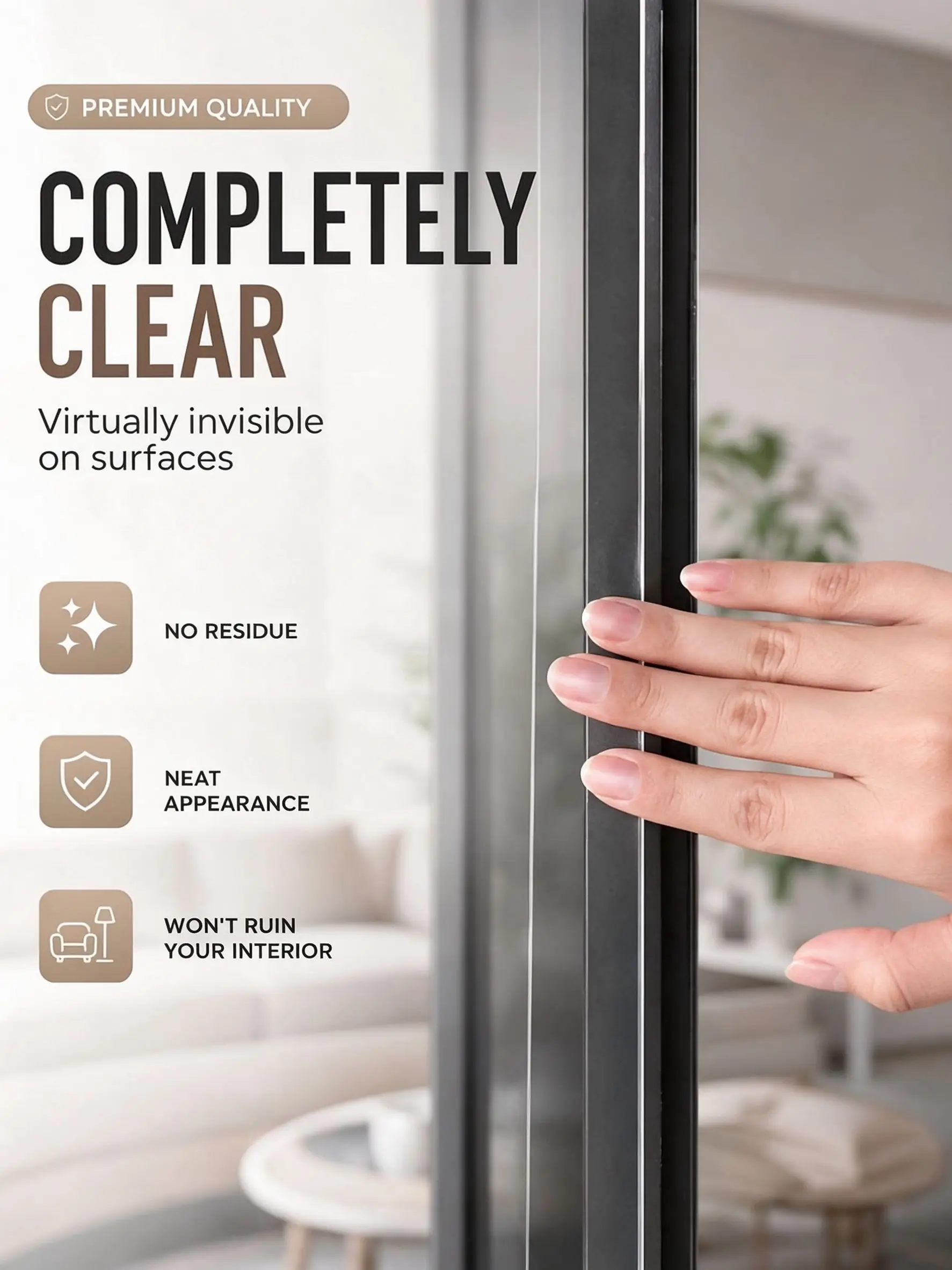 50mm x 20M Self-Adhesive Window Insulation Seal Strip, Thermal Soundproof Weather Stripping, Draft Stopper, Noise Reduction