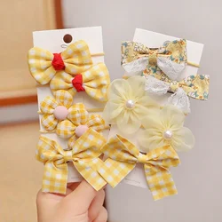 10Pcs/Set Big Bow Flower Elastic Hairbands Children Girls Sweet Hair Ties Fashion Headbands Hair Accessories Rubber Band For Kid