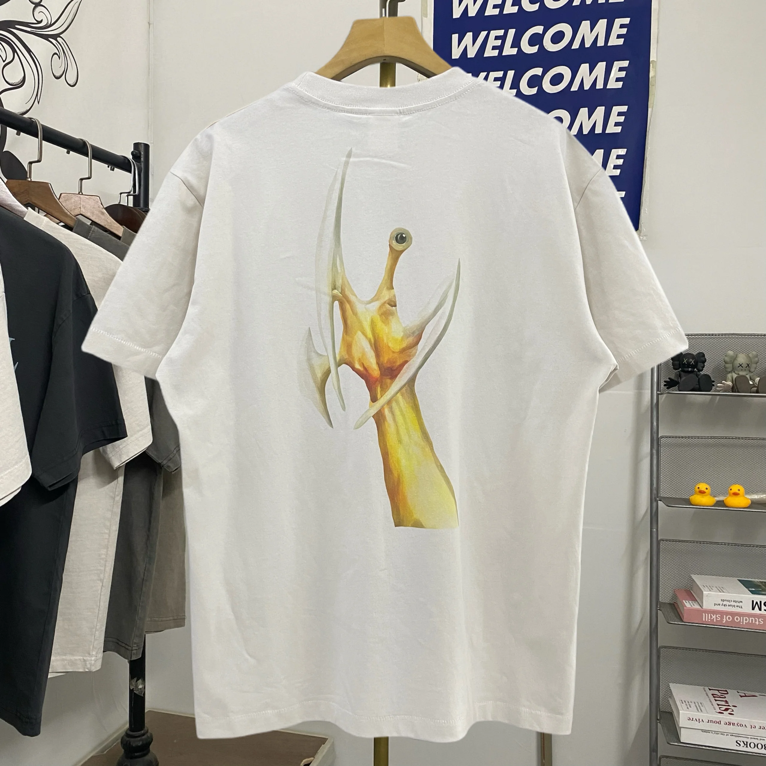 Retro American High Street Washed T-Shirt Men's Short Sleeve Printed Alien Earth Forgiveness Loose Fit Youth Summer T-Shirt