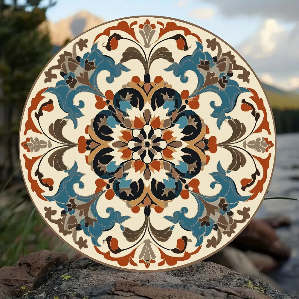 CIFBUY Vintage Aluminum Wall Art Waterproof Scratchproof Moroccan Tile Sign For Home Indoor Outdoor Yard Decor