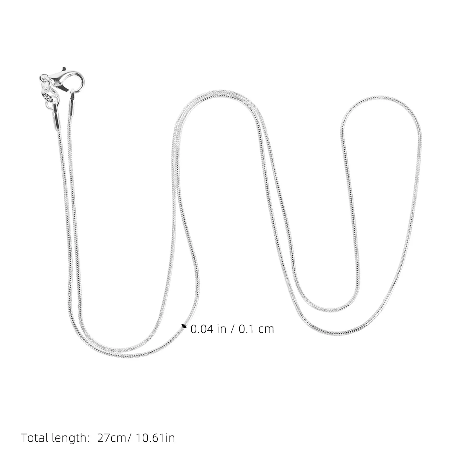 10pcs 1Mm Thick Silver Plated Snake Chain Necklace 5 Sizes Random Lightweight Durable Fashion Jewelry Craftsmanship Portable Fit