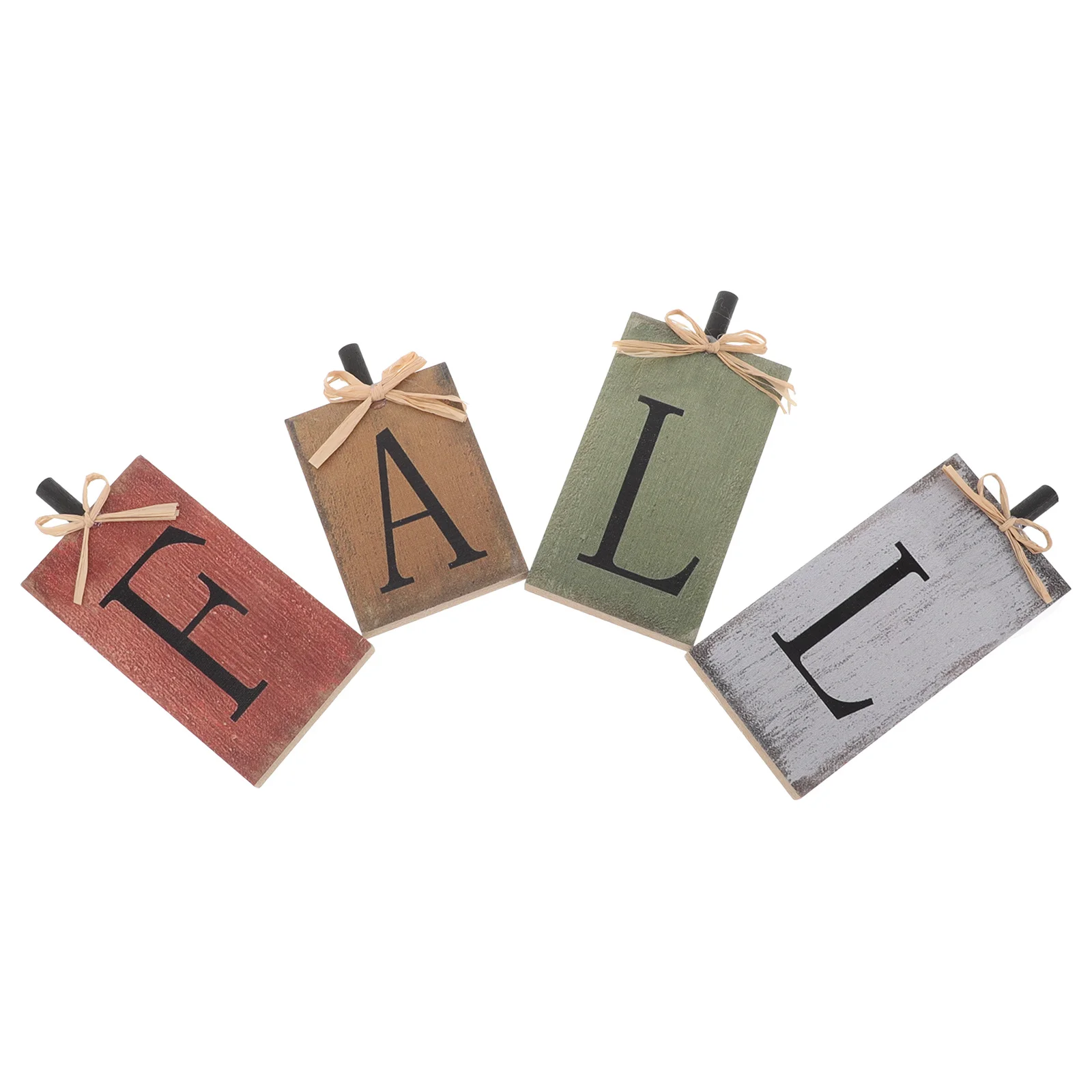 

4Pcs Fall Wooden Sign Neutral Rustic Home Decor Thanksgiving Table Centerpieces Fall Tray Decorations for Shelves Living Room