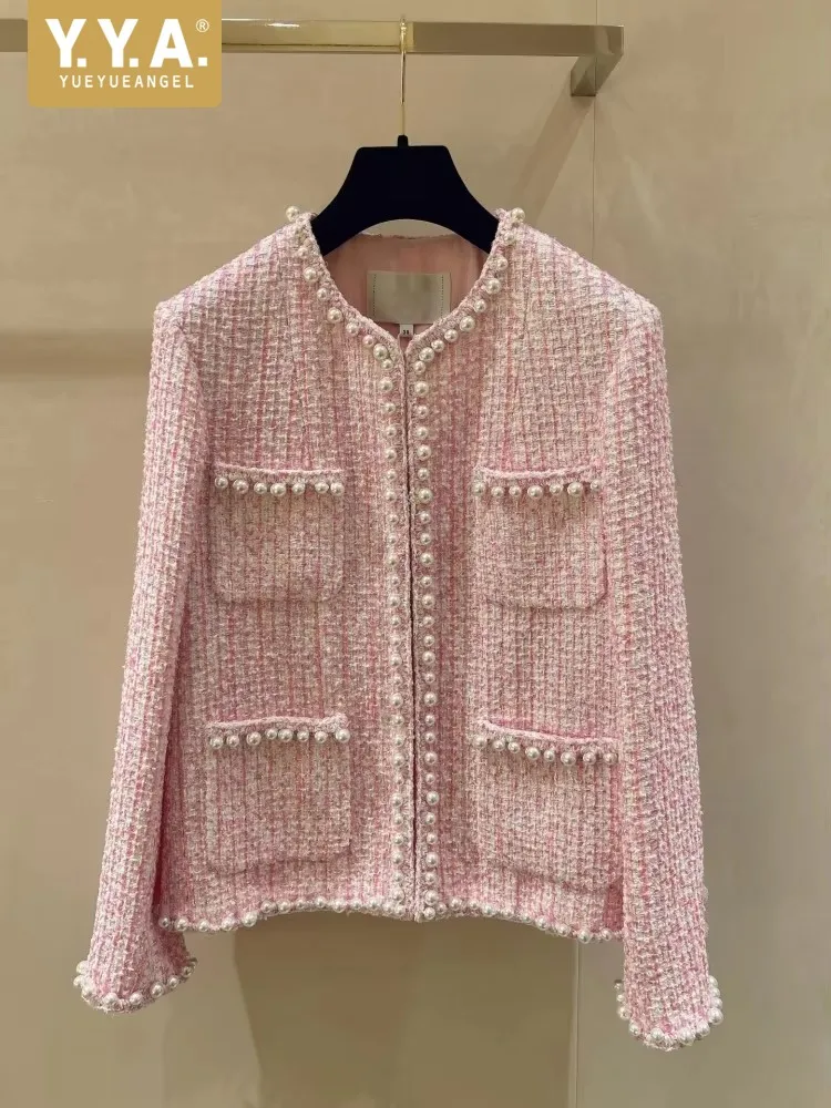 

Elegant Women Tweed Jacket Long Sleeve Single Breasted Plaid Short Coat Spring Autumn Office Ladies Designer Fashion Outerwear