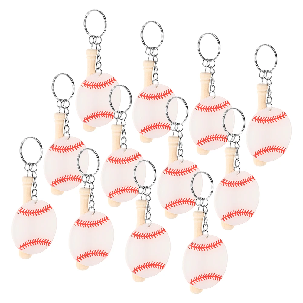 

12 Pcs Baseball Keychain Favors Diy Charms Keychains Bat Lanyard Pendant Keyring