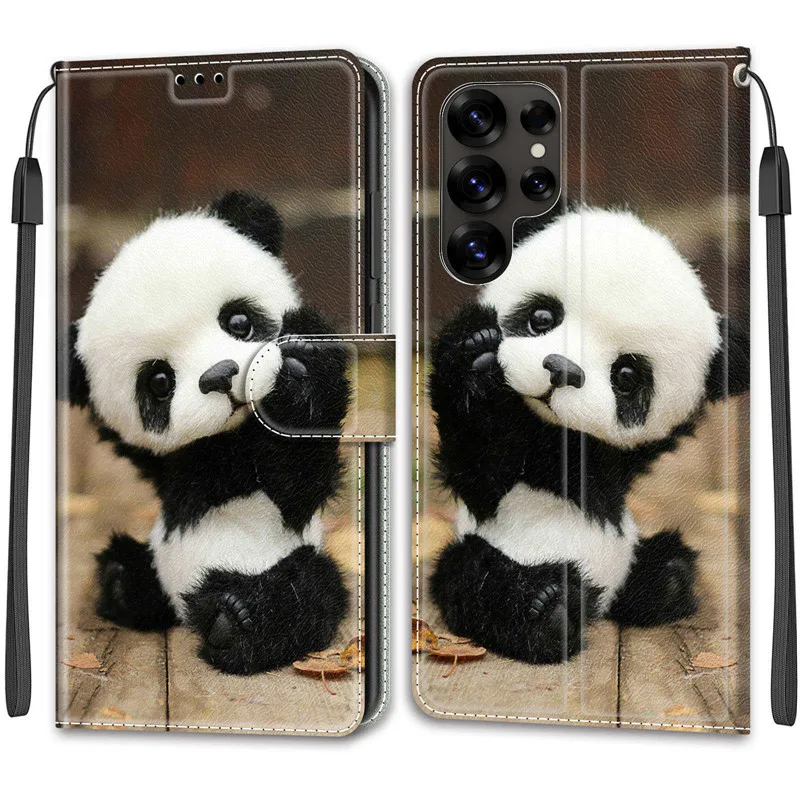 Flower Pattern Flip Case For Samsung Galaxy S25 Ultra S24 FE S23 Plus S25Plus 5G Wallet Leather Phone Cases Stand Book Cover Bag