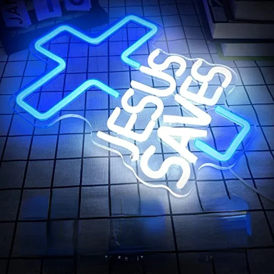 Cross Dimmable Jesus LED Neon Sign for Wall Decor by USB Neon Lights Christian Church Events Birthday Christmas Decoration Gifts