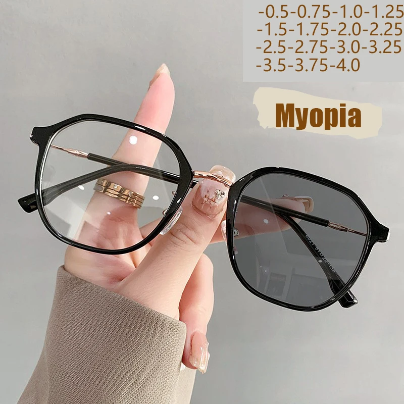 Anti-Blau, lichtempfindliche, farbwechselnde Myopie-Brille, schlanke, wechselnde Brille, Brillengestell für Studentin 6021