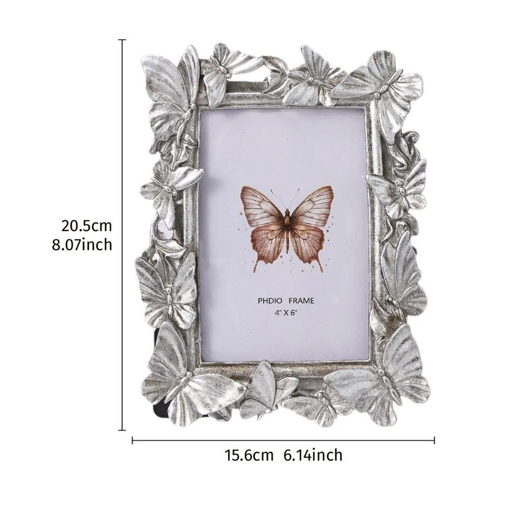 3D Butterfly Picture Frame Staggered Pattern Vintage Resin Photo Frame Rectangular Shape Decorative Painting Frame