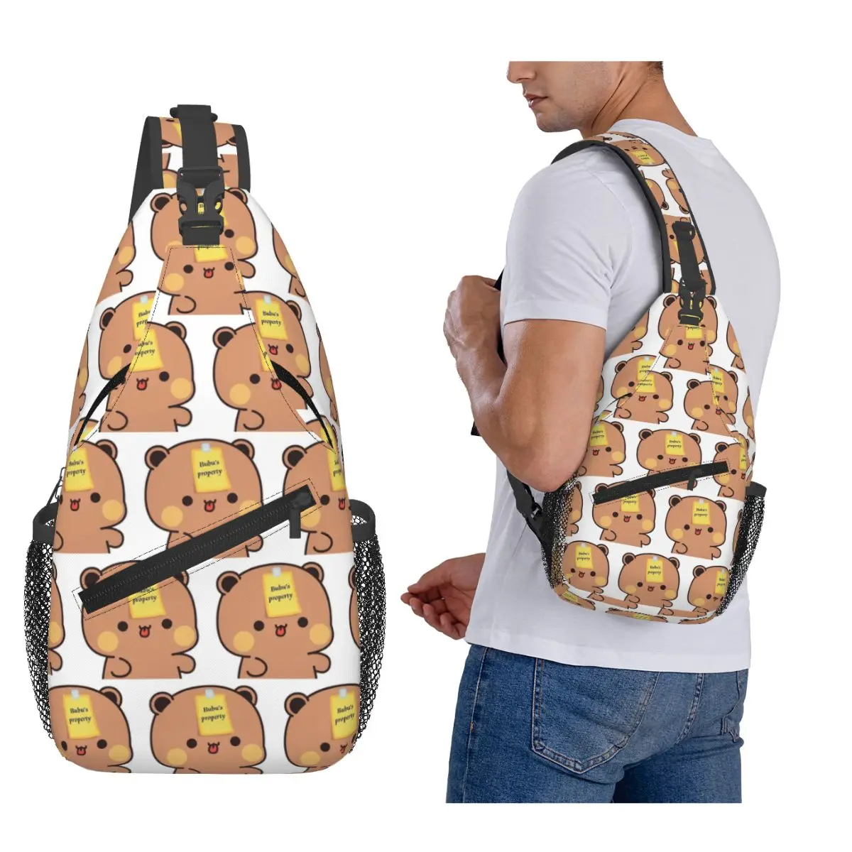 

Bubu Dudu Panda And Brownie Bear Couple V8 2024 Chest Bag Men Sling Crossbody Backpack Chest Bag Travel Daypack Shoulder Bag