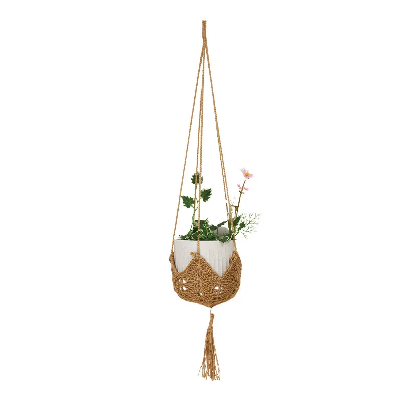 

CX new hand-woven hemp rope flower pot mesh pocket creative woven flower pot hanging basket