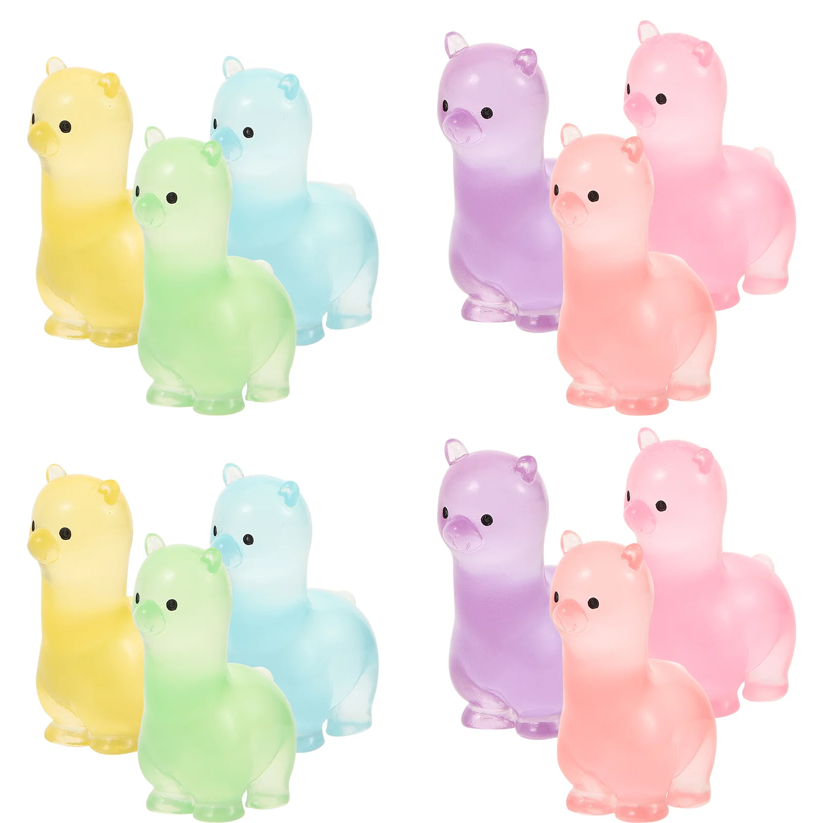 

Micro Landscape House Resin Ornaments Luminous Colorful Alpaca Mini Figurine Statues Baby Toy