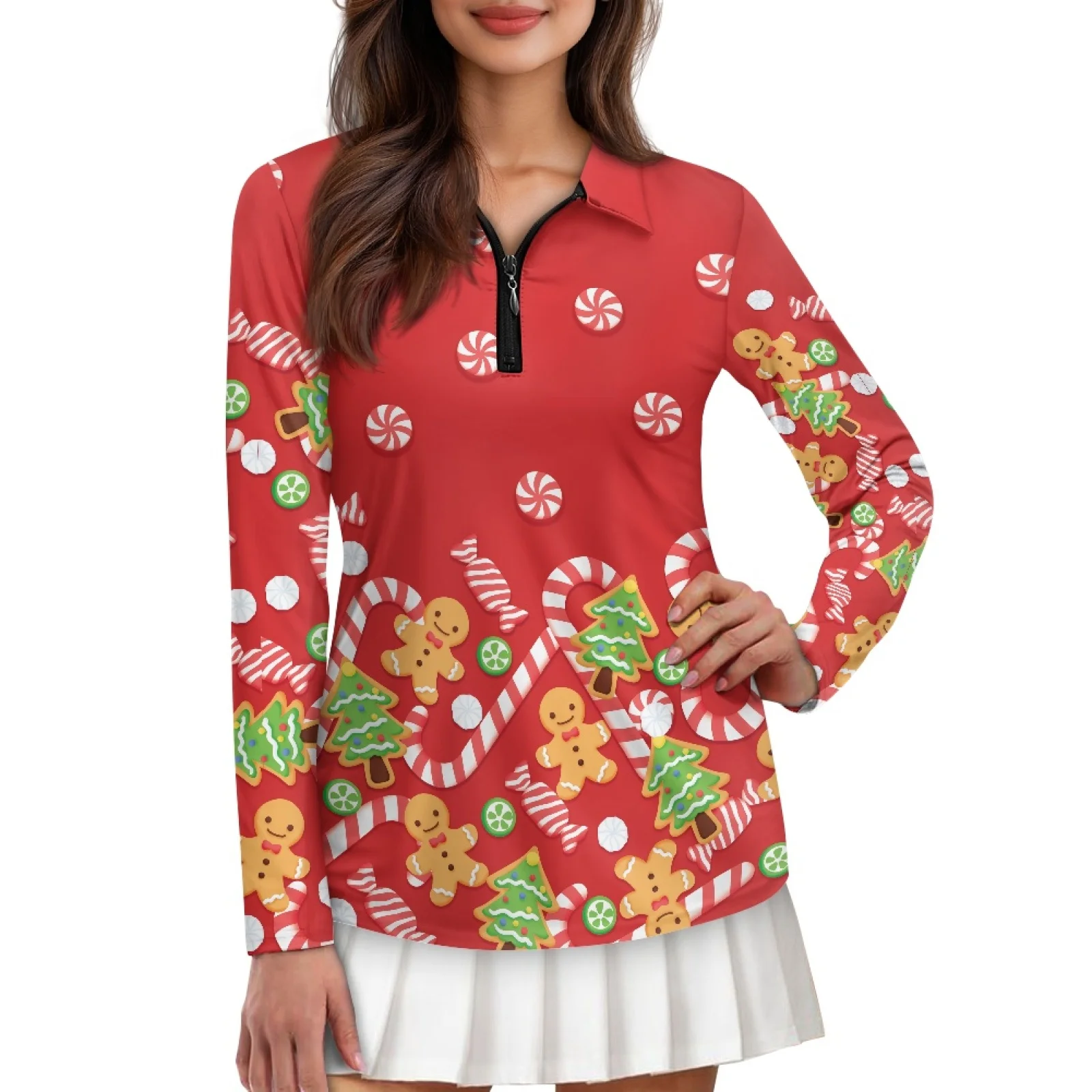 PENSTROLL Christmas Candy Womens Quick Dry Running Polos Shirts Tennis Golf Pickleball Shirts for Gym