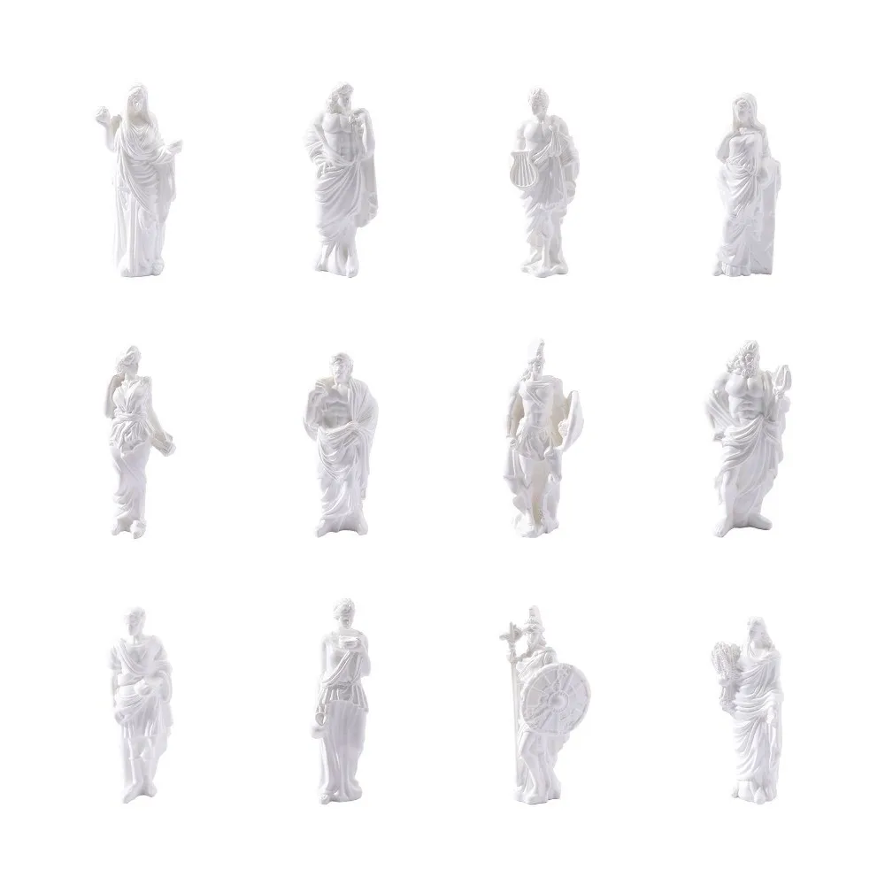 Resin Craft Twelve Gods Figurine Set Greek and Roman Mythology Vintage Greek Pantheon Gods Statue Collectible