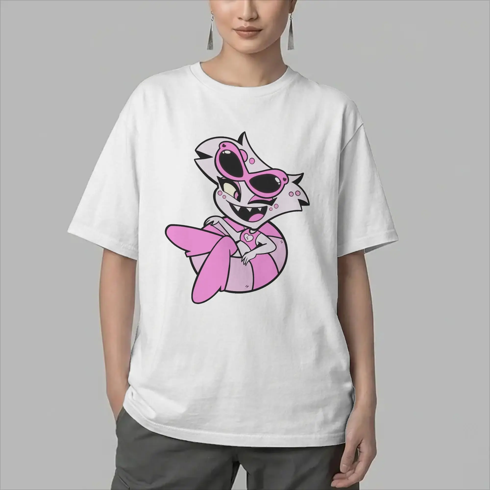 Hazbins Hotels Cute Angel Dust T-Shirts for Men  Amazing Cotton Tees Round Collar Short Sleeve T Shirt Plus Size Clothing