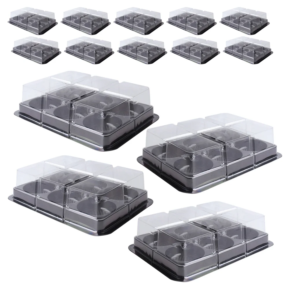 

50pcs Mini Cake Packaging Boxes 6-Slots Clear Pet Reusable Lightweight Compact Design Easy Assembly Dessert Box For Cupcake