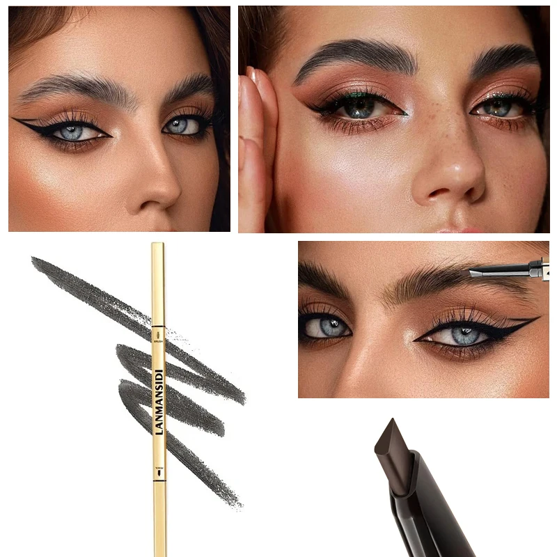 Matita per sopracciglia donna doppia testa Eye Brow Makeup Pen Daily Outdoor Party Easy Wear Waterproof Long Lasting Gold Color Makeup