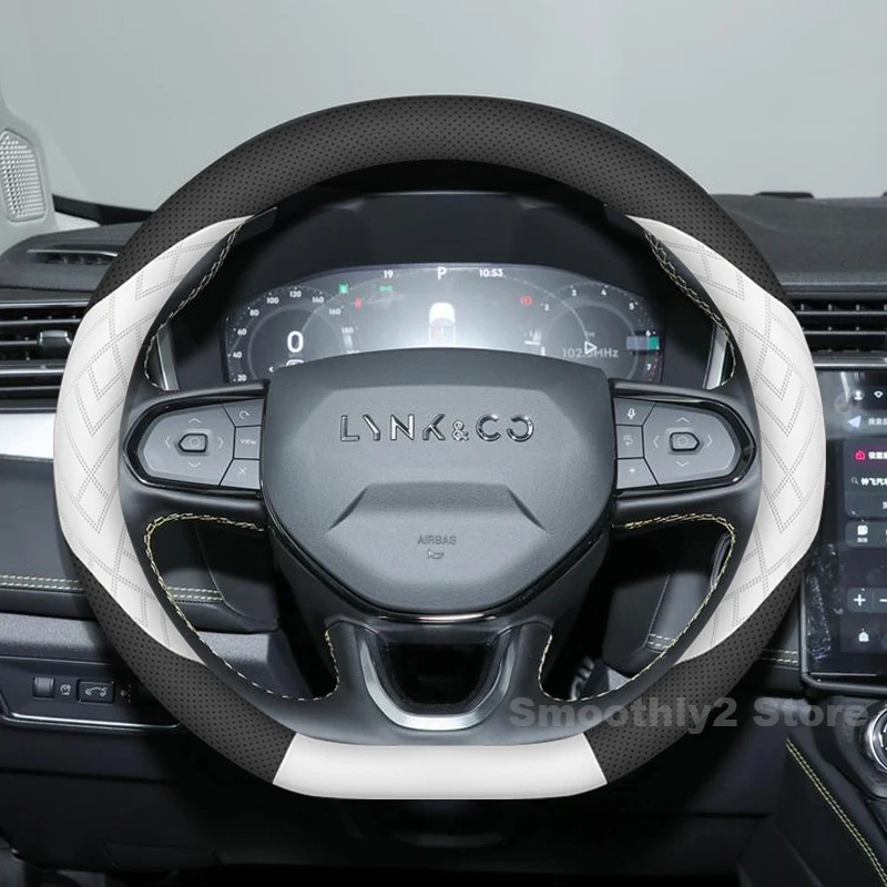 

Leather Car Steering Wheel Cover For LYNK&CO 01 02 03 06 09 PHEV 2020-2025 Non-slip Auto Steering Wheel Interior Accessories