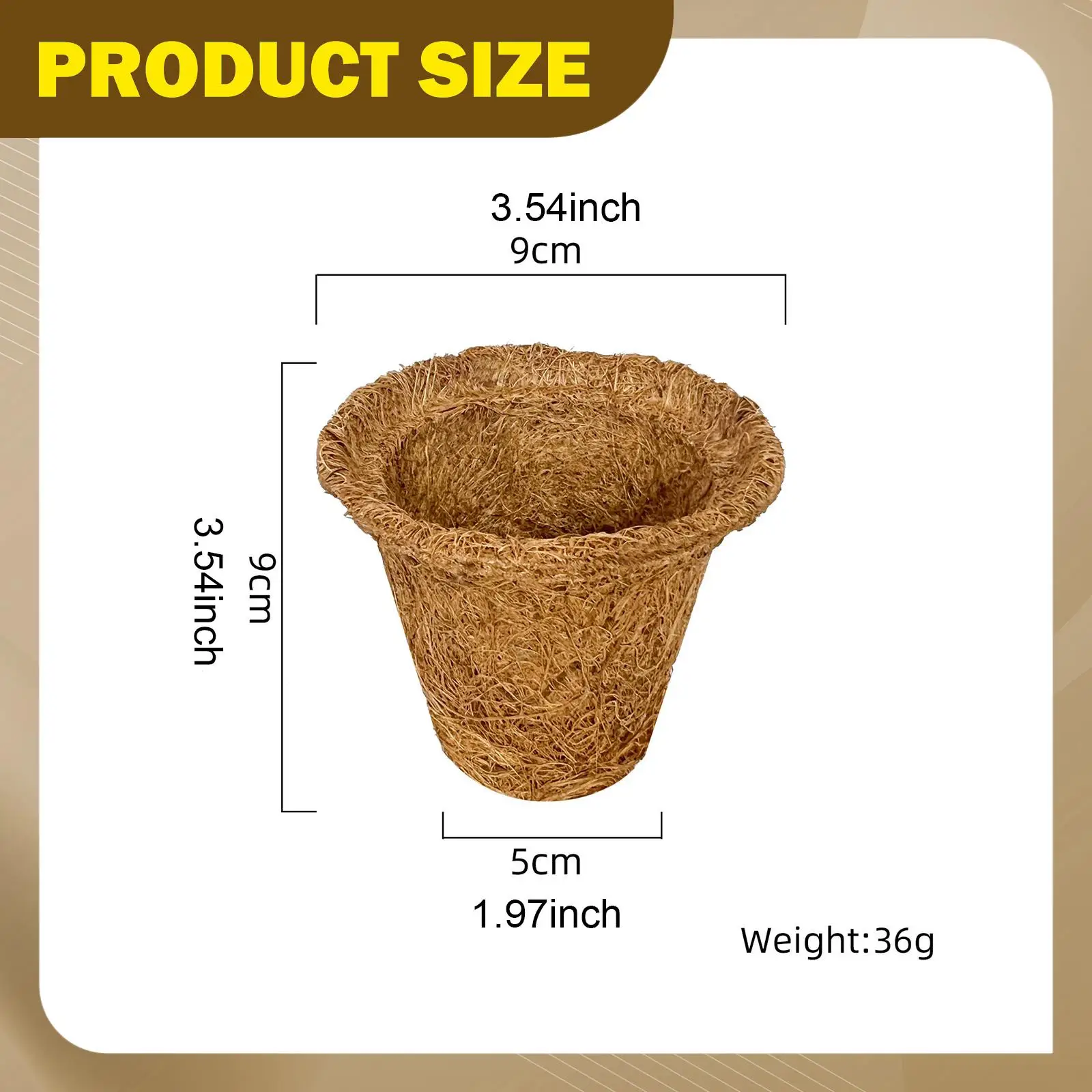 Coir Fiber Plant Seedling Pots 6 Pieces Small Garden Planters with Drainage for Indoor Plant Pot Decor and Outdoor Use