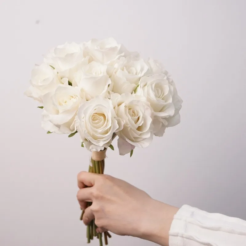 13-teiliges Set Künstlicher Feuchtigkeitsspendender Rosen, Echt Aussehende Blumen, Hochzeitstischdekoration, Blumenarrangement, Künstliche Rose, Brautstrauß, Heimdekoration – Detail 2