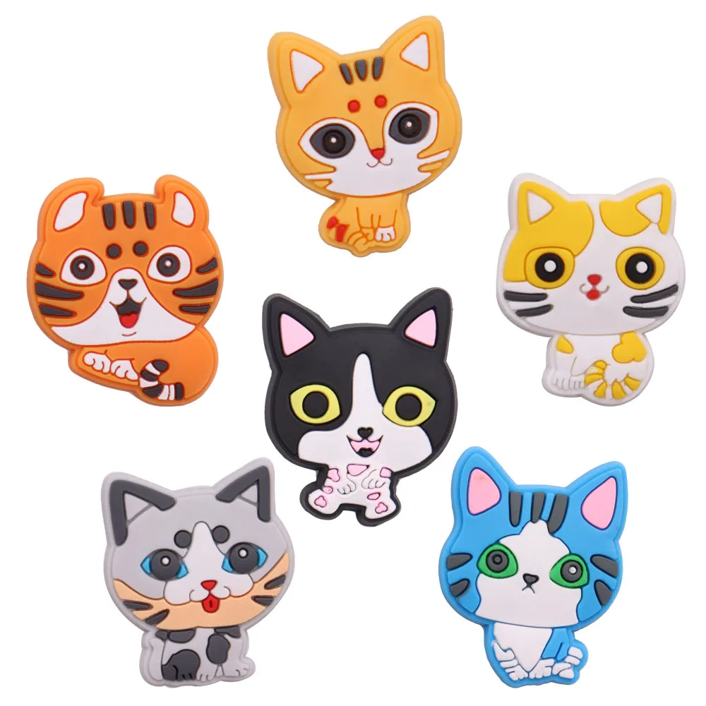 New Arrival 1pcs PVC Kawaii Shoe Charms Fit Wristbands Lovely Cats Hole Slipper Decoration Sandals Shoes Accessories Kids Gift