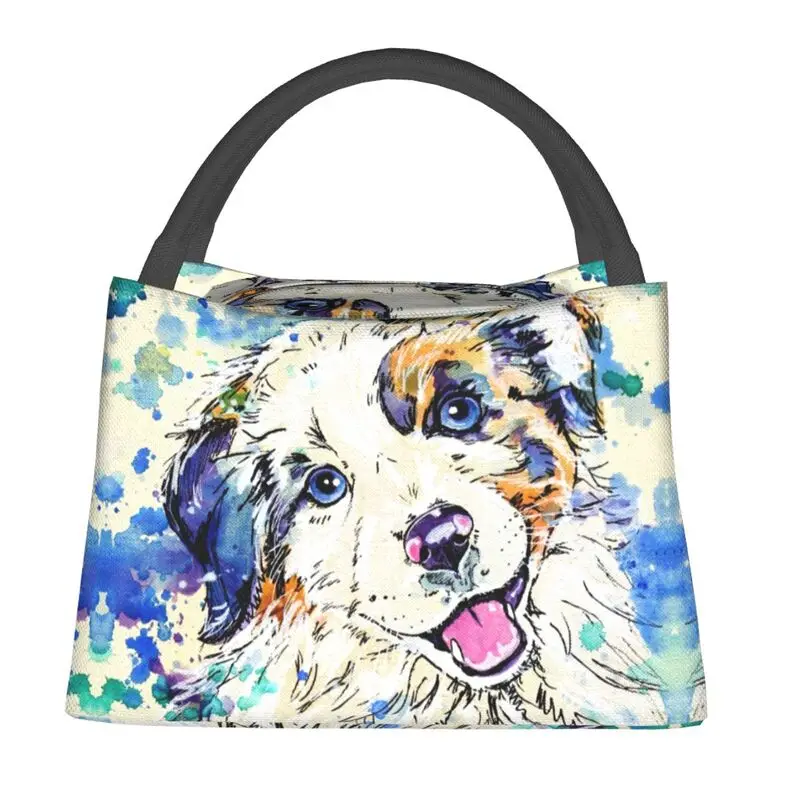 Australian Shepherd Dog Thermal Insulated Lunch Bags Women Collie Resuable Lunch Container for Office Outdoor Meal Food Box