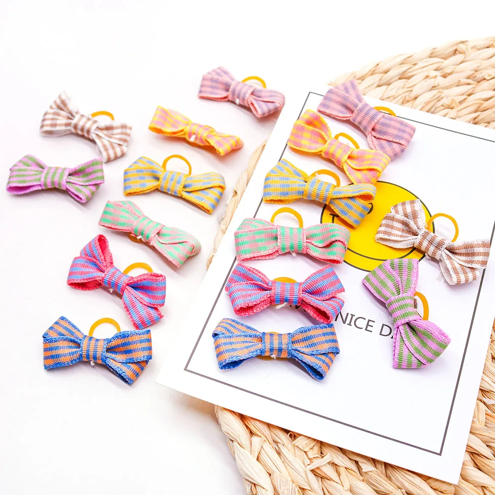 10PCS Pet Grooming Hair Bows Puppy Mix Colours Decorate Hair Accessories for Small Dog Hair Rubber Bands Dog Supplier