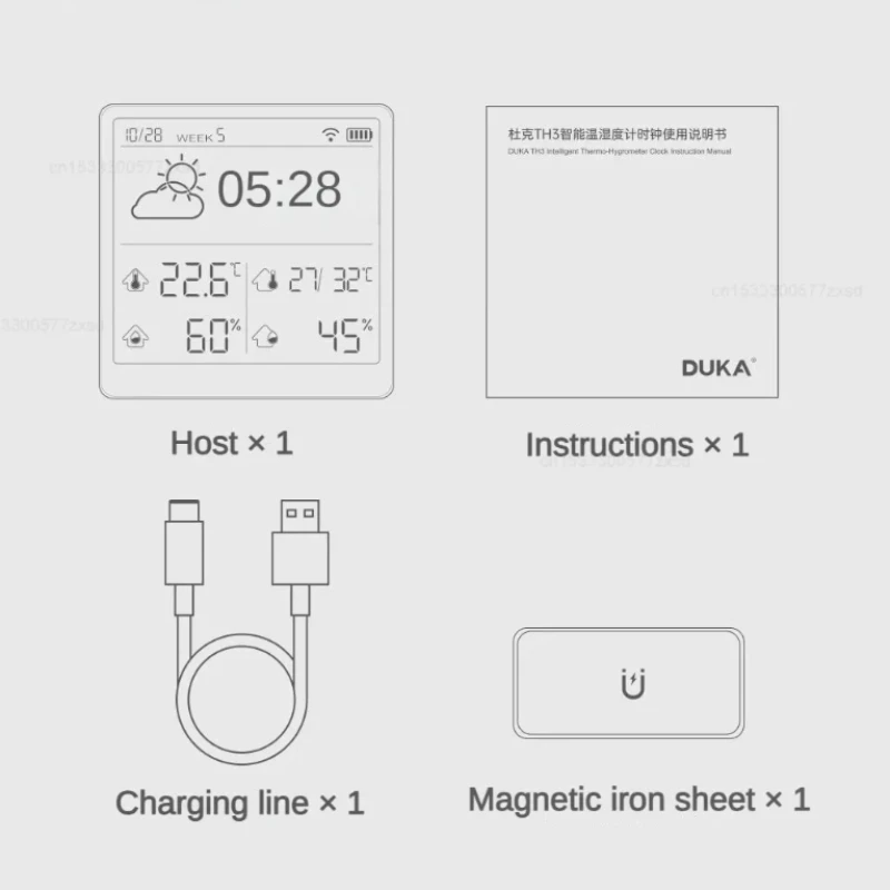 Youpin DUKA New High-precision Electronic Temperature Hygrometer Records Ultra-thin Large Screen Indoor Temperature Hygrometer