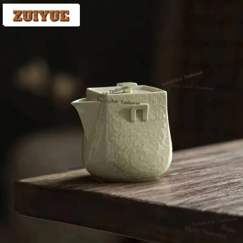 150ml Reed Green Handmade Teapot Household Boutique Square Shaped Hand-grasp Teapot Antique Filter Pot Tea Making Kettle Crafts