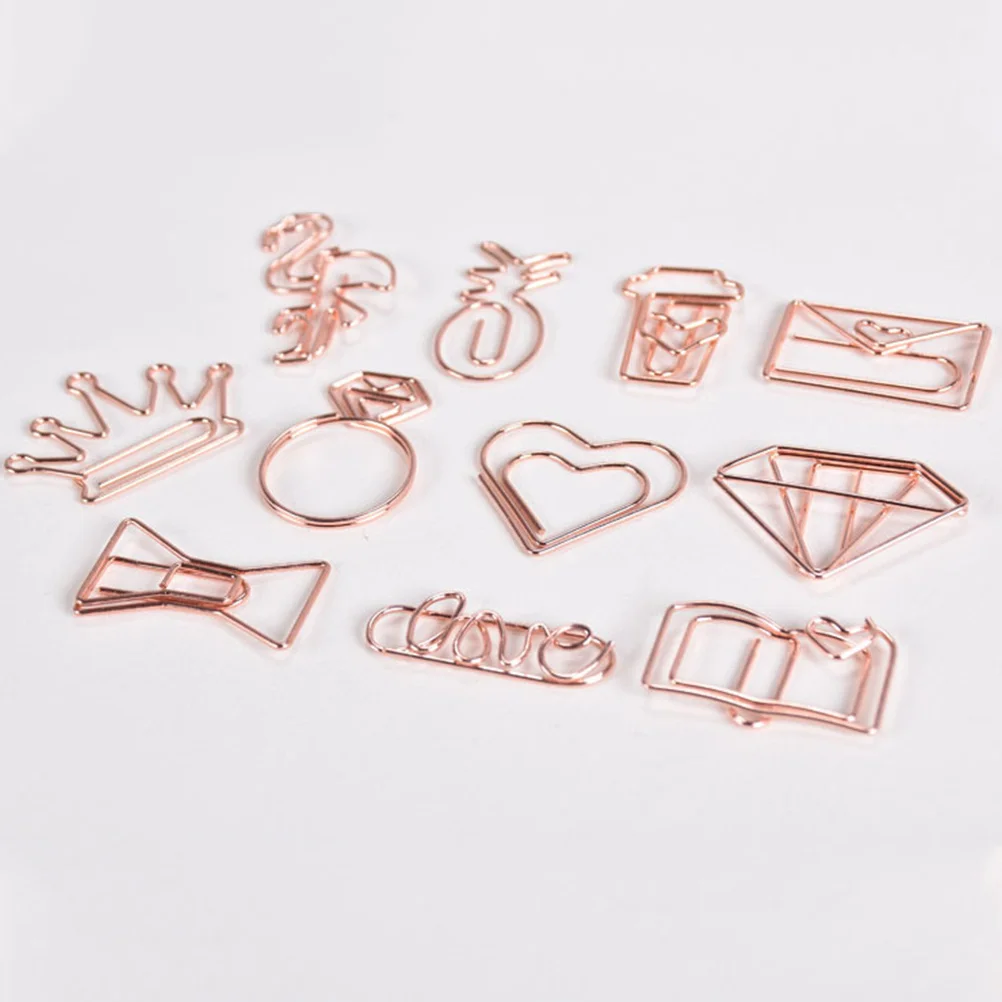 24 stuks roségouden paperclips kroonvormige metalen bladwijzers decoratieve papierhouders kantoor schoolbenodigdheden geldclip brief