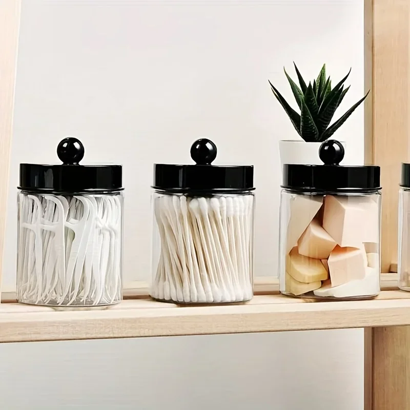 1/2pcs Clear Acrylic Cotton Swab Storage Tank Desktop Cosmetics Organizer Makeup Swab Organizer Box with Lid