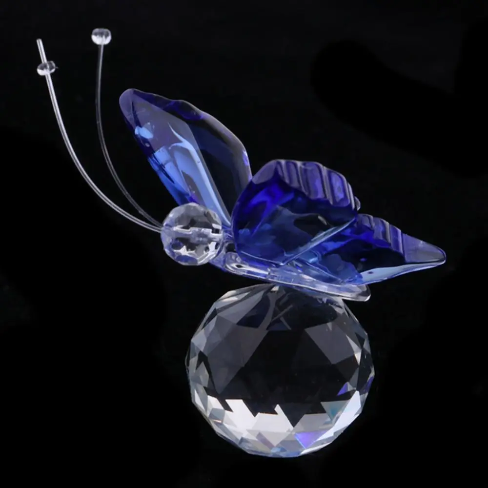 Crystal Butterfly with Ball Figurine Home Wedding Decoration Glass Craft Collection Paperweight Table Ornaments Souvenir Gifts