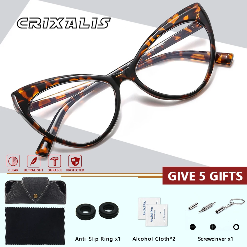 

CRIXALIS высококачественные очки по рецепту для женщин, модный дизайн «кошачий глаз», анти-синий свет, прогрессивные оптические очки UV400