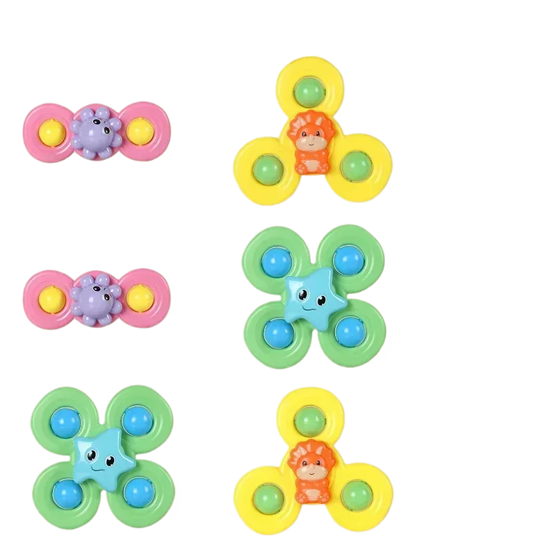 Interaktywna zabawka obrotowa dla niemowląt w wieku 1-3 lat - 3 szt. zabawek dla dzieci z przyssawkami w kształcie kreskówkowych bębnów, idealna do zabawy w pomieszczeniach dla chłopców i dziewczynek.